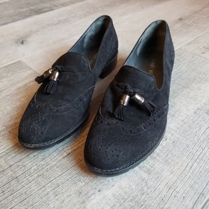 *SOLD* Stuart Weitzman Guything black suede loafers